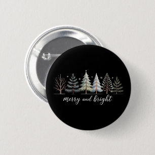 Merry and Bright Trees Christmas Holiday Winter 6 Cm Round Badge