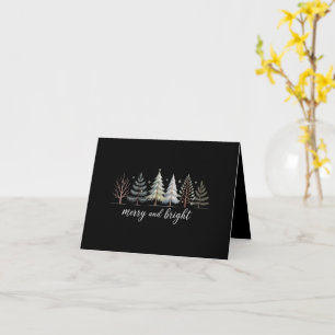 Merry and Bright Trees Christmas Holiday Winter Card