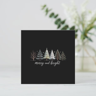 Merry and Bright Trees Christmas Holiday Winter Card