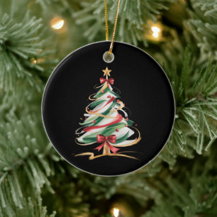 Merry and Bright Trees Christmas Holiday Winter  Ceramic Tree Decoration