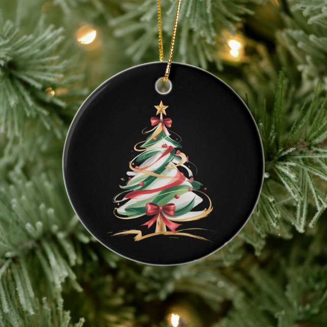 Merry and Bright Trees Christmas Holiday Winter  Ceramic Tree Decoration (Tree)