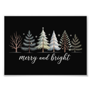 Merry and Bright Trees Christmas Holiday Winter Photo Print