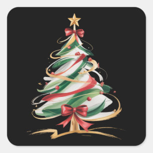 Merry and Bright Trees Christmas Holiday Winter Square Sticker