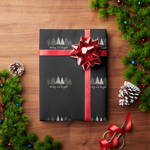Merry and Bright Trees Christmas Holiday Winter Wrapping Paper