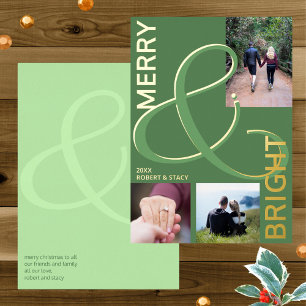 Merry And Bright Typography 3 Photo Green Gold