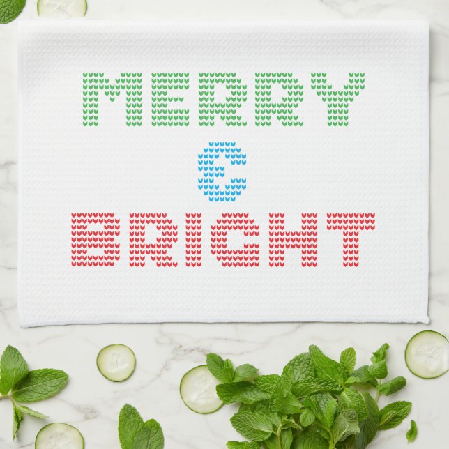 Merry And Bright Typography Christmas Tea Towel (Folded)