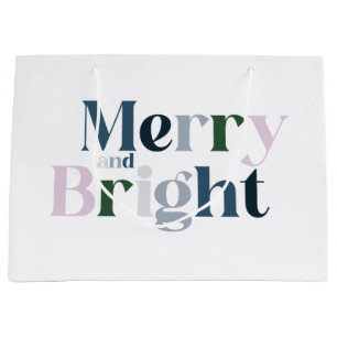 Merry And Bright Typography Large Gift Bag