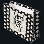 Merry and bright vintage black and gold Christmas Large Gift Bag<br><div class="desc">Merry and bright vintage black and gold  Christmas holiday gift bag. Add a modern,  typography customised feel to your holiday season.</div>