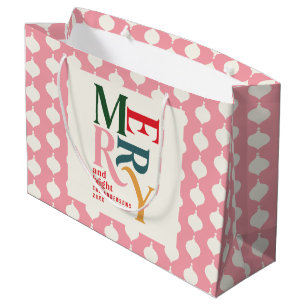 Merry and bright vintage colourful Christmas Large Gift Bag