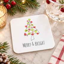 Merry and Bright Watercolor Christmas Tree Custom