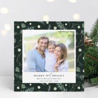 Merry and Bright Winter Greenery Photo Square