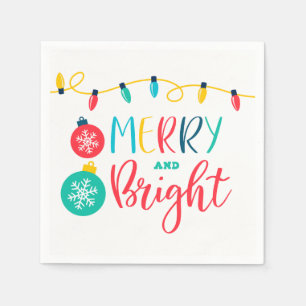 Merry and Bright with a string of lights Napkin