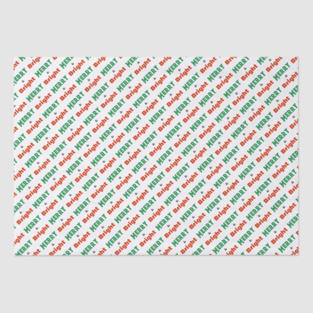 Merry and Bright Words Festive Holiday Christmas Tissue Paper (Front)