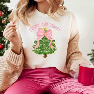 Merry and BrightCoquette Pink Christmas tree Cute T-Shirt