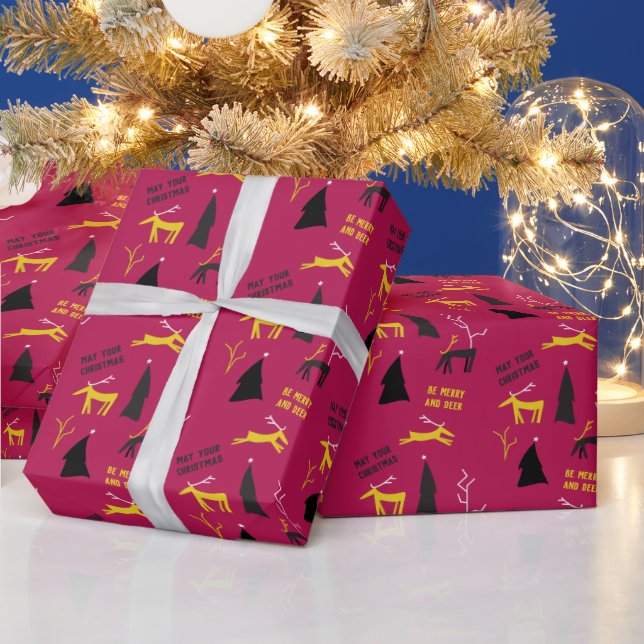 MERRY AND DEER CHRISTMAS WRAPPING PAPER (Holidays)