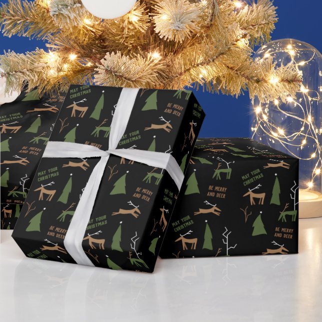 MERRY AND DEER CHRISTMAS WRAPPING PAPER (Holidays)