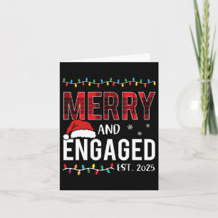Merry And Engaged 2025 Red Plaid Matching Christma Card