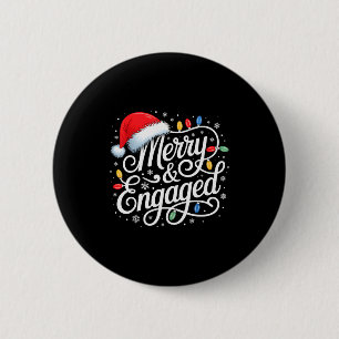 Merry And Engaged Shirt Couple Christmas Matching  6 Cm Round Badge