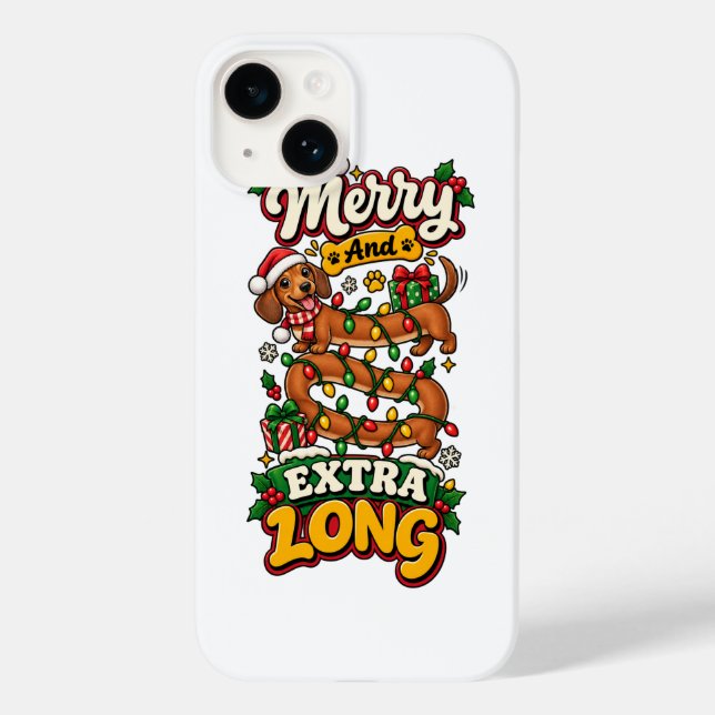 Merry And Extra Long Dachshund Christmas Funny Dox Case-Mate iPhone Case (Back)