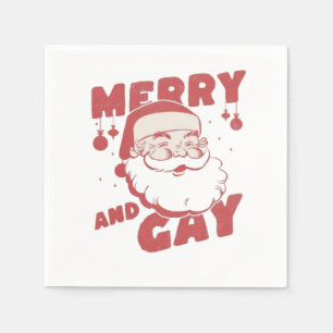 Merry and Gay Funny Christmas LGBTQ Pride Napkin