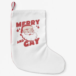 Merry and Gay Funny Christmas LGBTQ Pride Small Christmas Stocking