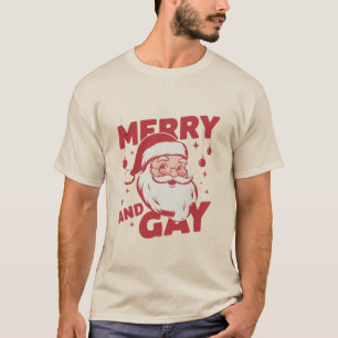 Merry And Gay Santa Lgbtq Xmas Ho Ho Homo Vintage T-Shirt
