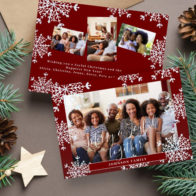 Merry and Joyful together 4 photo rustic Christmas Holiday Card (Creator Uploaded)