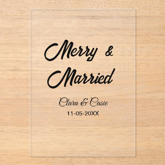 Merry and married add couple Name date holidayChr Acrylic Invitations
