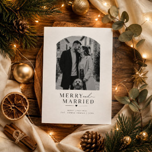 Merry and Married Arch Christmas Photo  Holiday Card