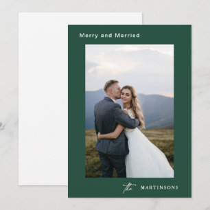 Merry and Married Calligraphy Photo Christmas Holiday Card