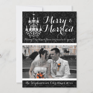 Merry and Married Chandelier Holiday Photo