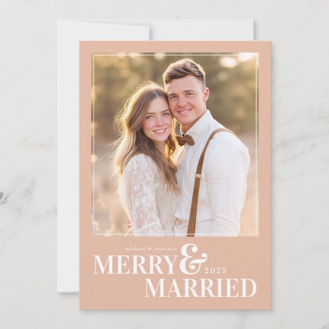 Merry and Married Christmas Photo Card (Front)