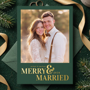 Merry and Married Christmas Photo Foil - Green
