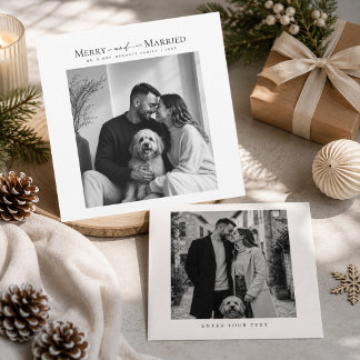 Merry and Married Classic Newlywed Christmas Photo Holiday Card
