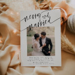 Merry And Married Elegant Newlywed Christmas Card<br><div class="desc">This is an elegant photo holiday card template template featuring a modern design. The only elements that are not editable are the colours of the watercolor design and the words "merry and married" // For more holiday card options, please search "HOLIDAY CARDS" in the Sincerely By Nicole Zazzle store. *...</div>