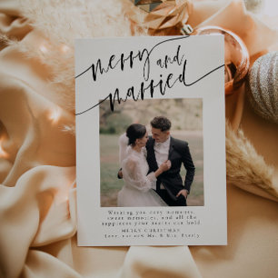 Merry And Married Elegant Newlywed Christmas Card
