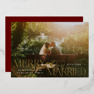 Merry and Married Gold Foil Newlywed Christmas