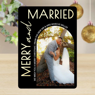 Merry And Married Modern Photo Black Gold