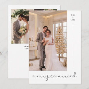 Merry and Married Newly Wed Personalised 4 Photo Holiday Card