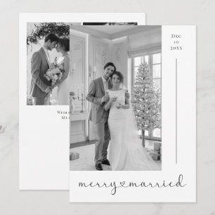 Merry and Married Newly Wed Personalised 4 Photo Holiday Card