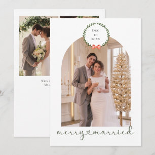 Merry and Married Newly Wed Personalised 4 Photo Holiday Card