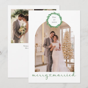 Merry and Married Newly Wed Personalised 4 Photo Holiday Card