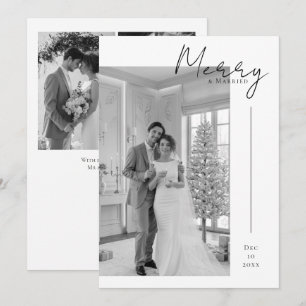 Merry and Married Newly Wed Personalised 4 Photo Holiday Card