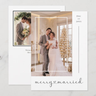 Merry and Married Newly Wed Personalised 4 Photo Holiday Card