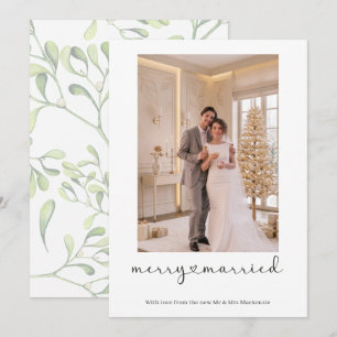 Merry and Married Newly Wed Personalised Photo Holiday Card