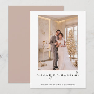 Merry and Married Newly Wed Personalised Photo Holiday Card