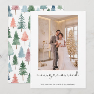 Merry and Married Newly Wed Personalised Photo Holiday Card
