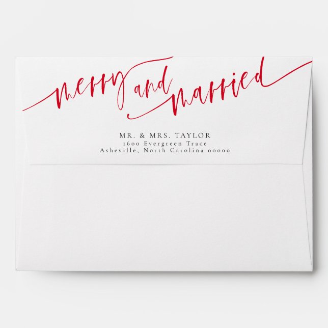 Merry And Married Newlywed Christmas Envelope (Back (Top Flap))