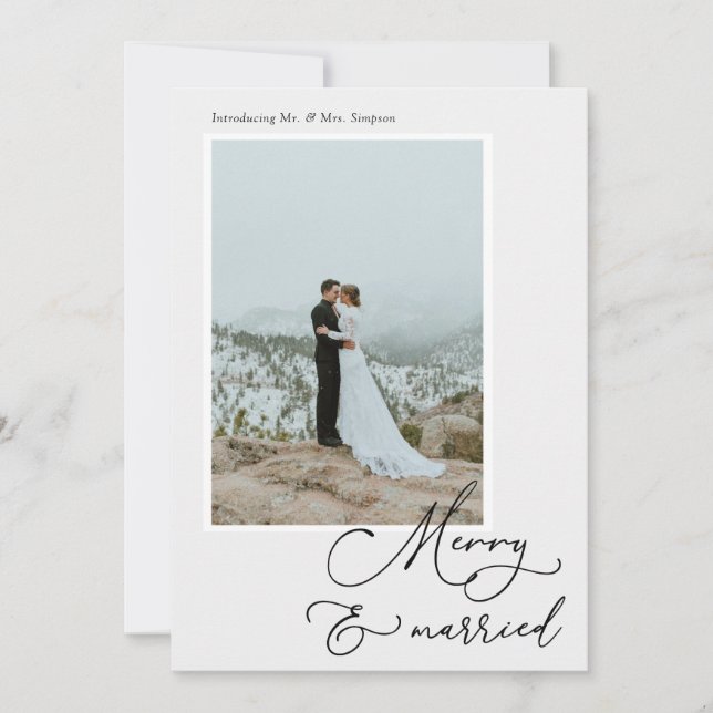 Merry and Married Newlywed Holiday photo card (Front)