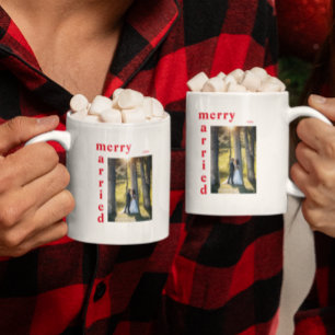 Merry and Married Newlywed Photo Christmas Coffee Mug